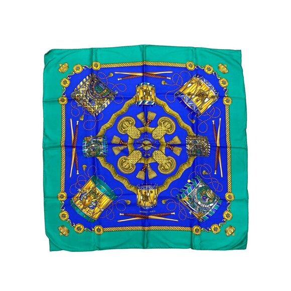 HERMES Authentic Blue Silk Scarf
